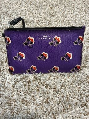 Coach Purple Floral Wristlet Pouch